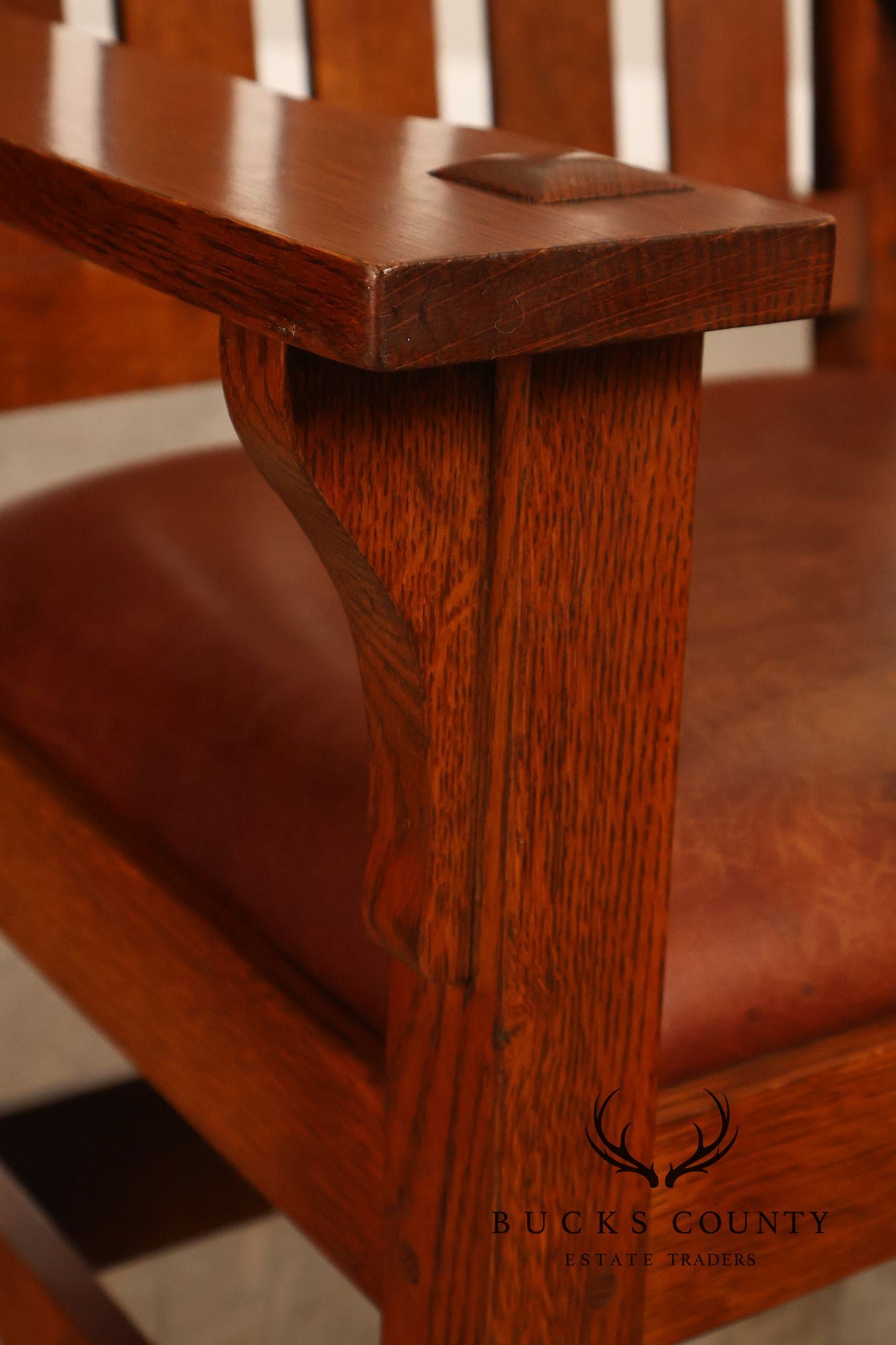 Stickley Mission Collection Set of Six Oak and Leather Dining Chairs