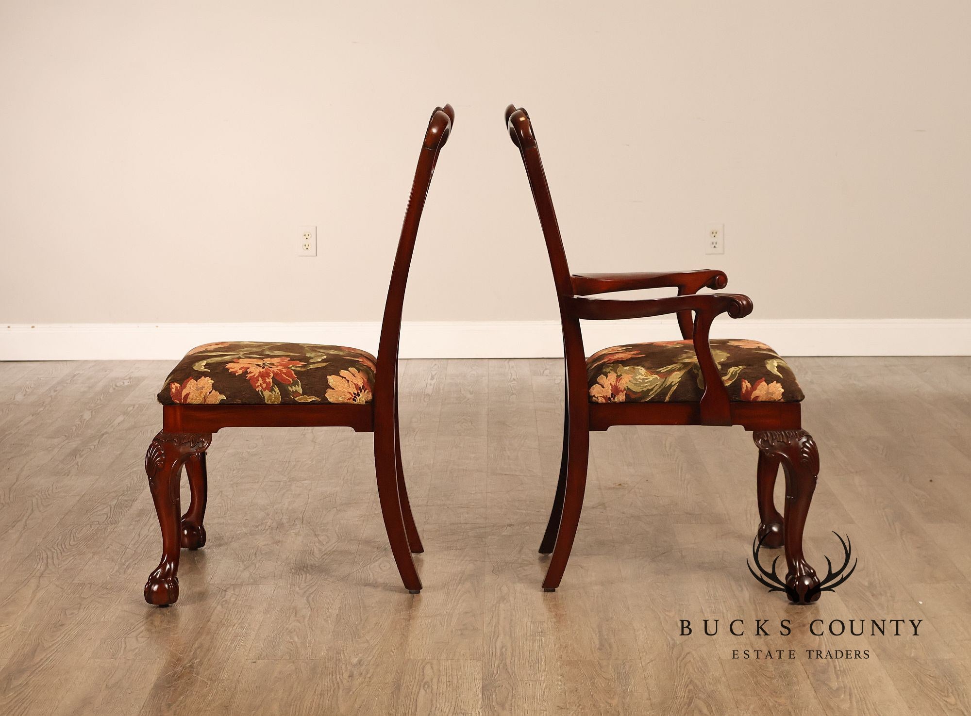 Maitland Smith Chippendale Style Set of Eight Mahogany Dining Chairs