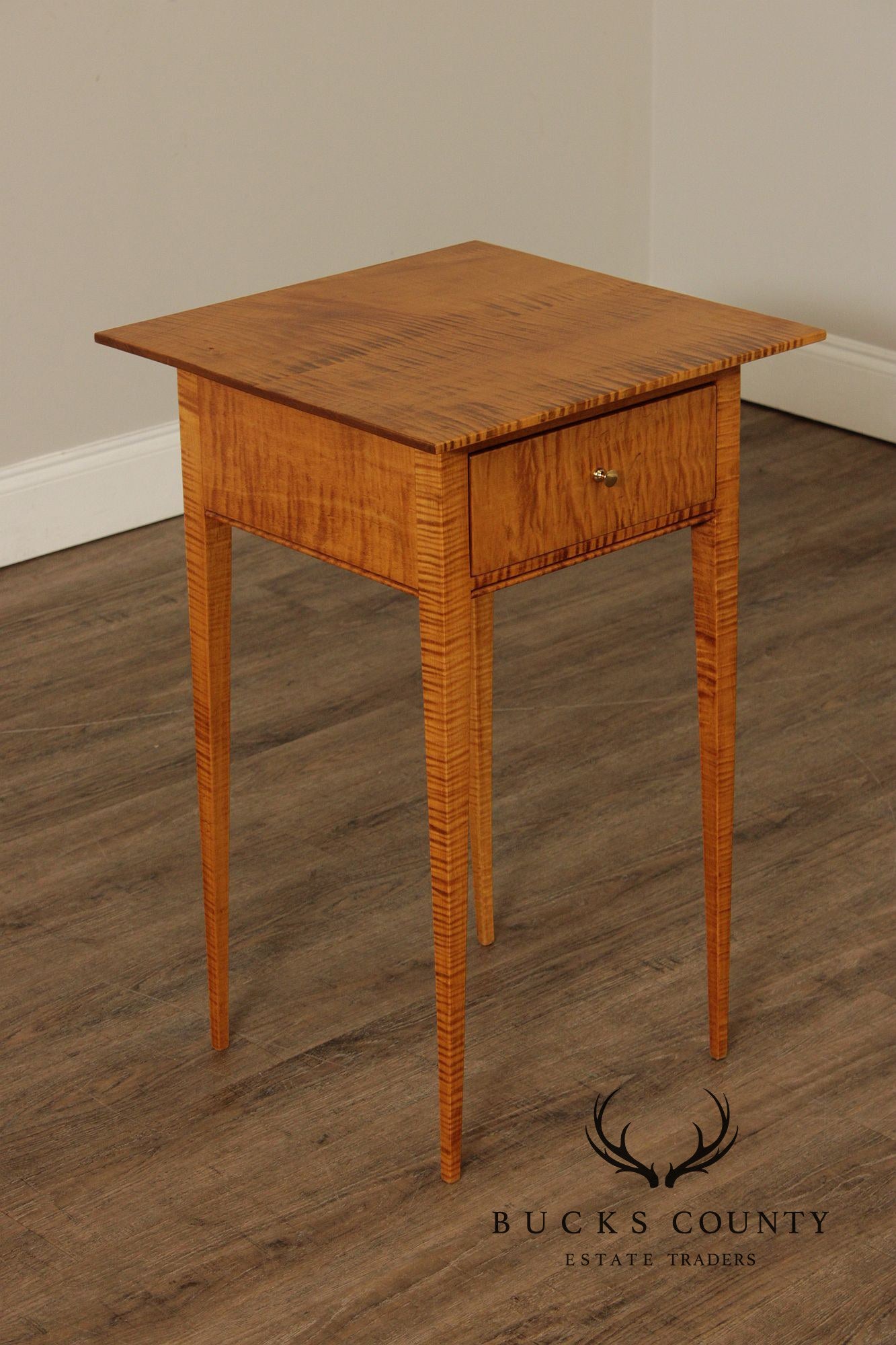 Shaker Style Pair of Tiger Maple Side Tables