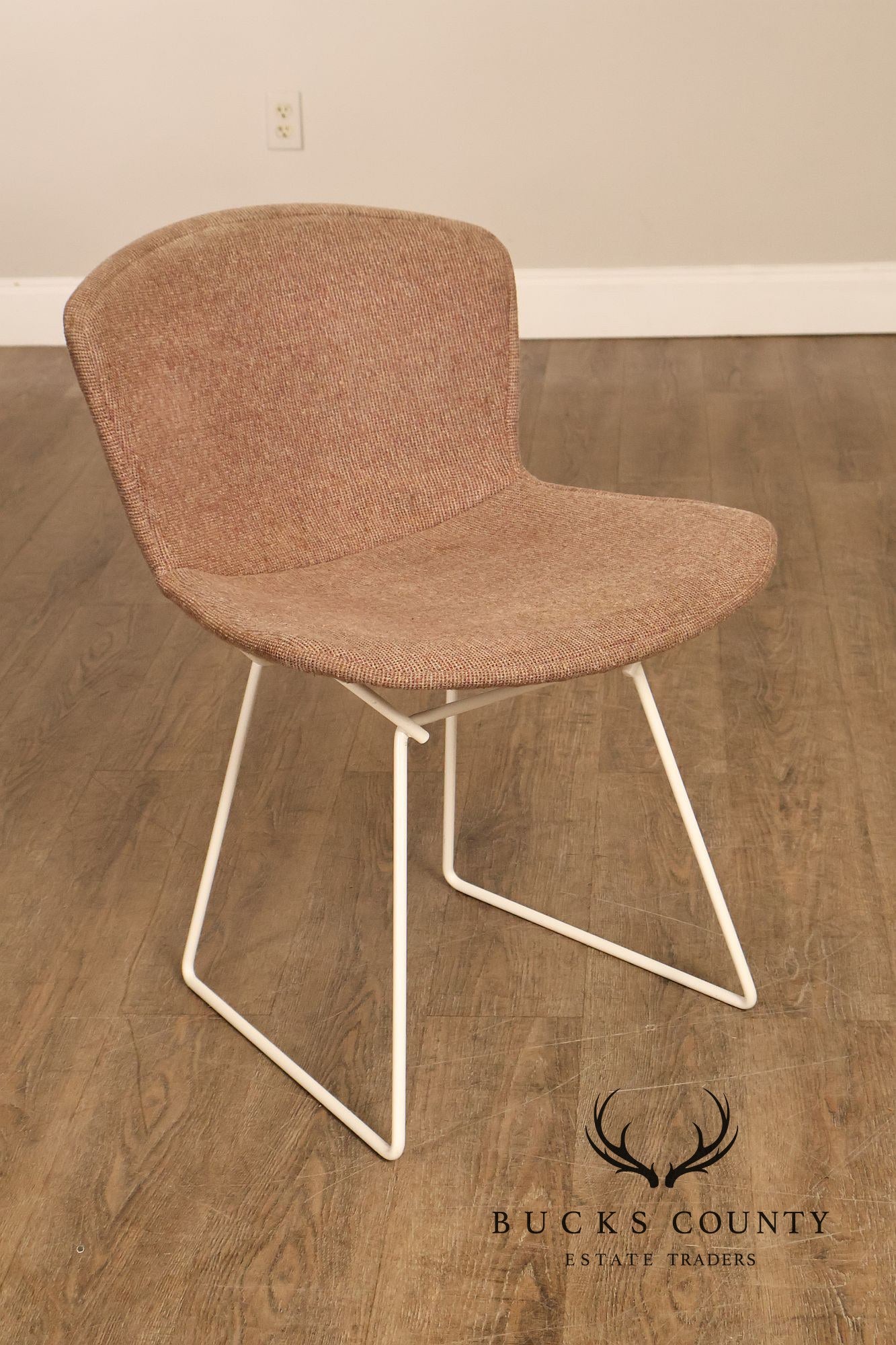 Harry Bertoia For Knoll Pair Of Wire Dining Side Chairs With Full Cushions
