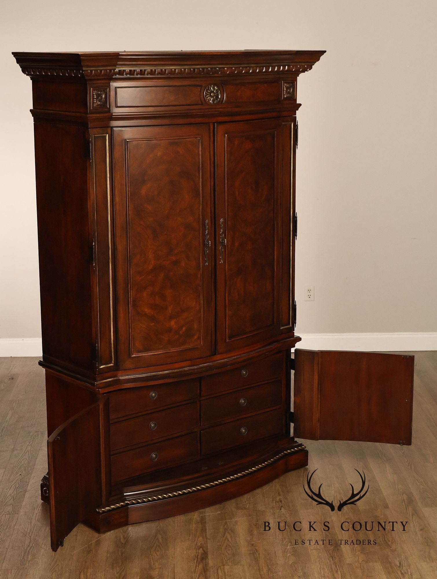 Drexel Heritage Hampshire Traditional Burl Wood Entertainment Armoire