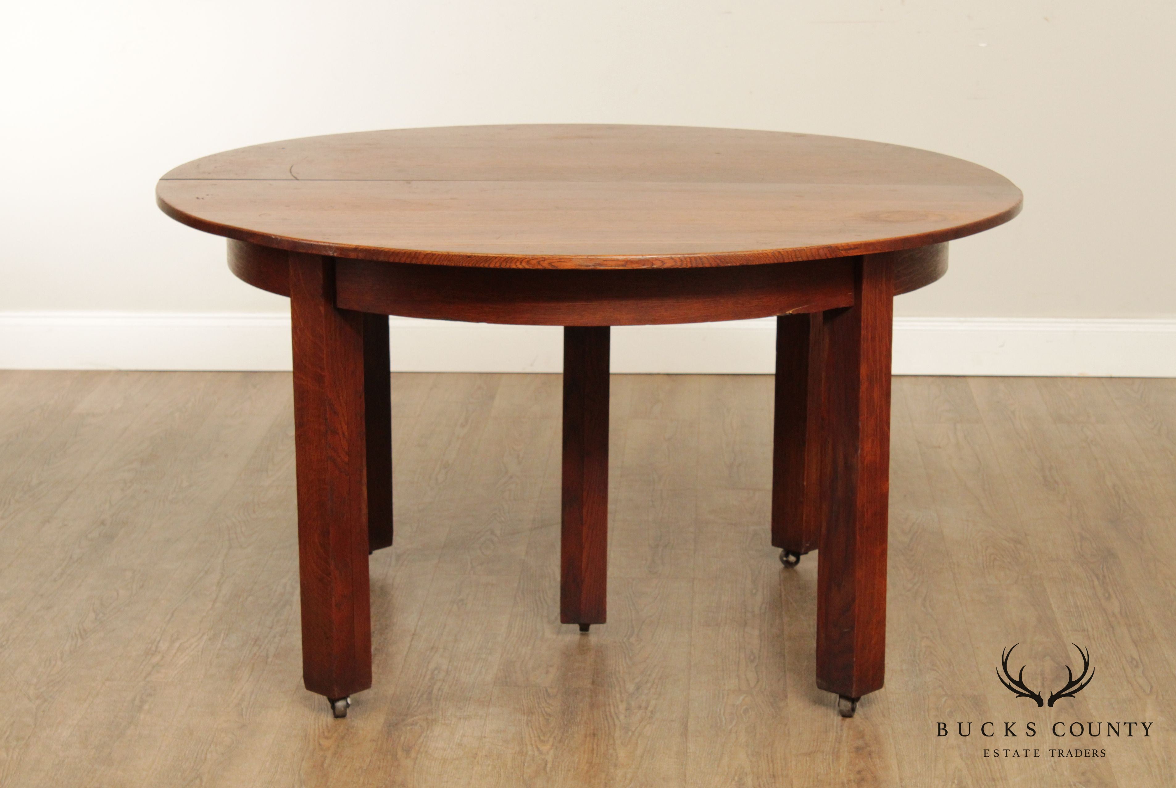 L. & J.G. Stickley Antique Round Oak Dining Table