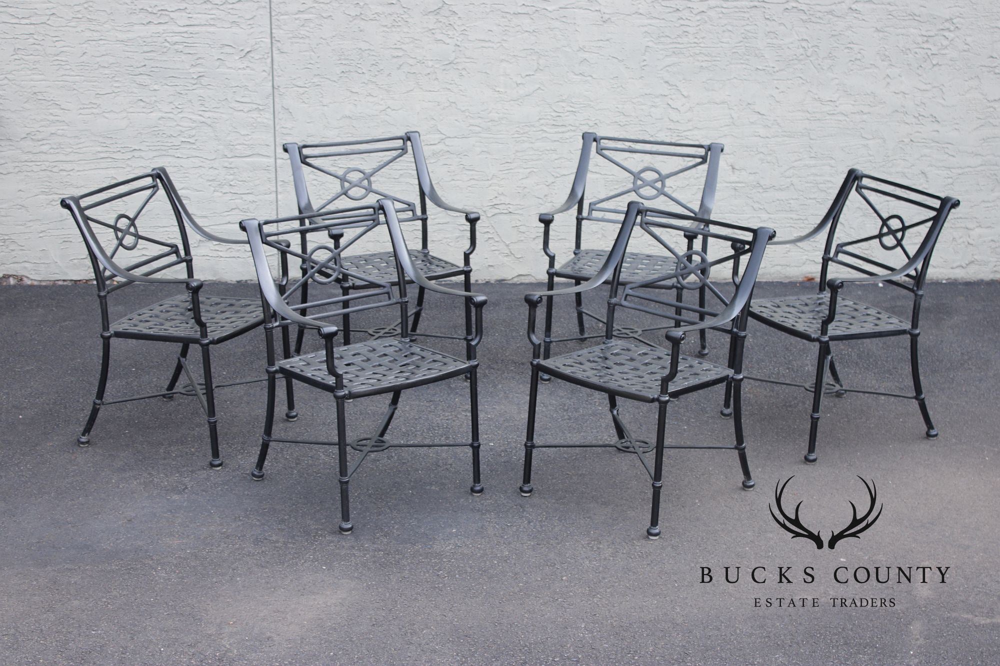 Woodard Delphi Collection Cast Aluminum Outdoor Patio Dining Table With Six Chairs Set