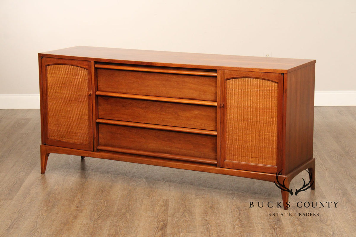 Lane Rhythm Mid Century Modern Walnut Sideboard With Cane Doors