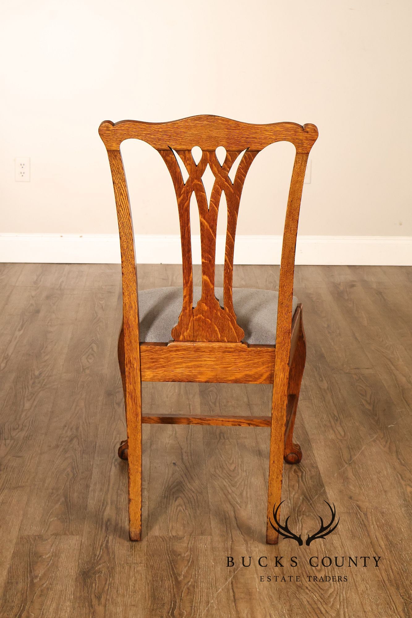 Renaissance Revival Set of Five Carved Oak Dining Chairs