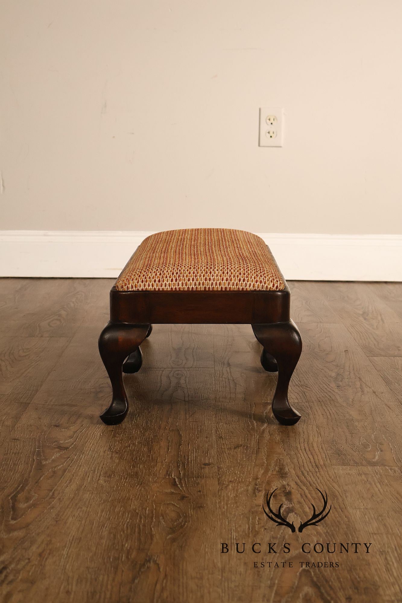 Queen Anne Style Vintage Mahogany Six Leg Footstool