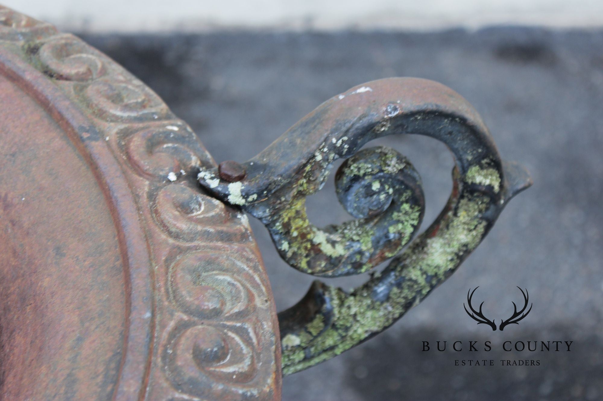 Vintage Cast Iron Neoclassical Garden Urn On Pedestal