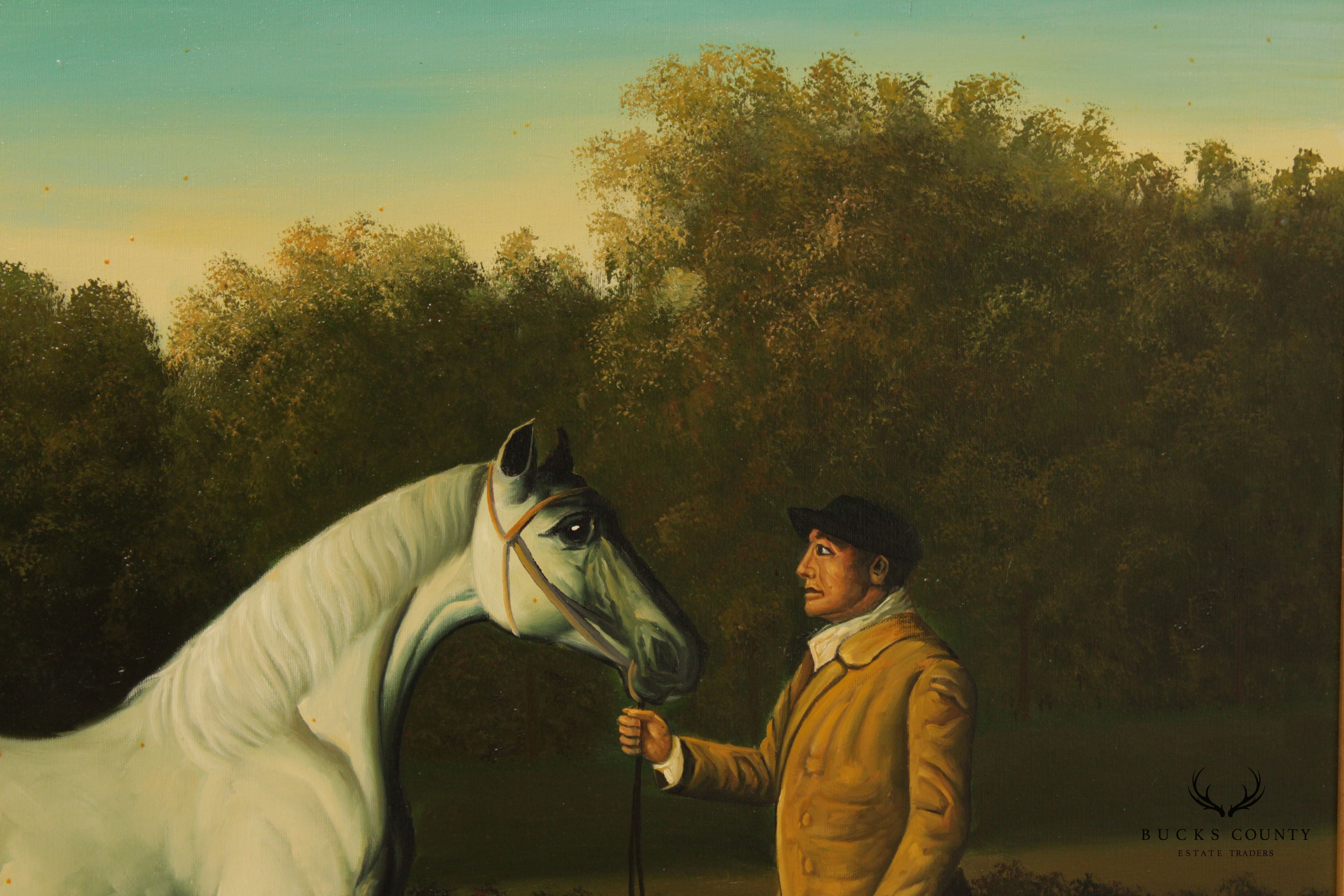 English Racing Horse 'Gimcrack' Original Painting, After George Stubbs