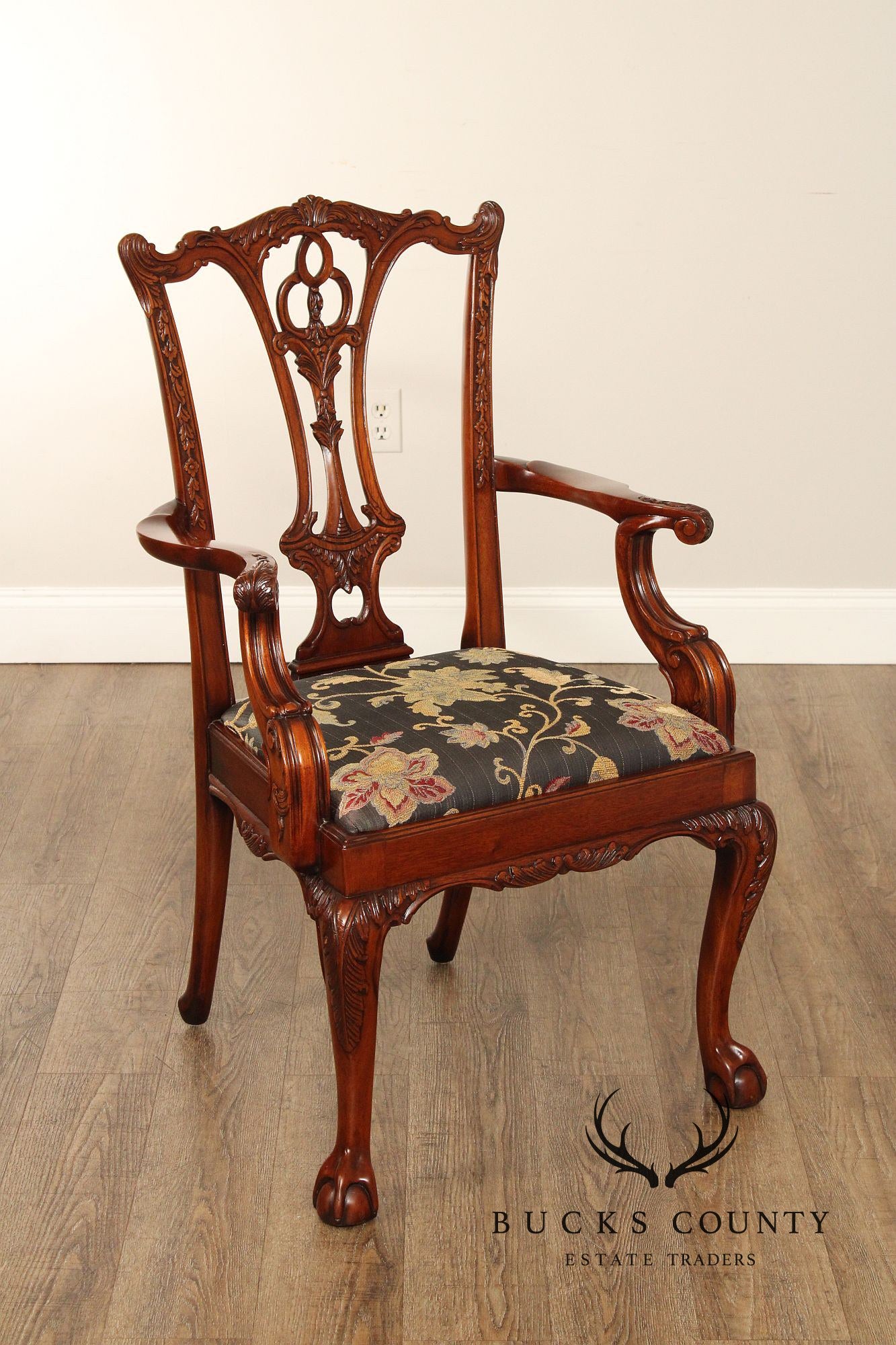 Georgian Style Set of Six Carved Mahogany Dining Chairs