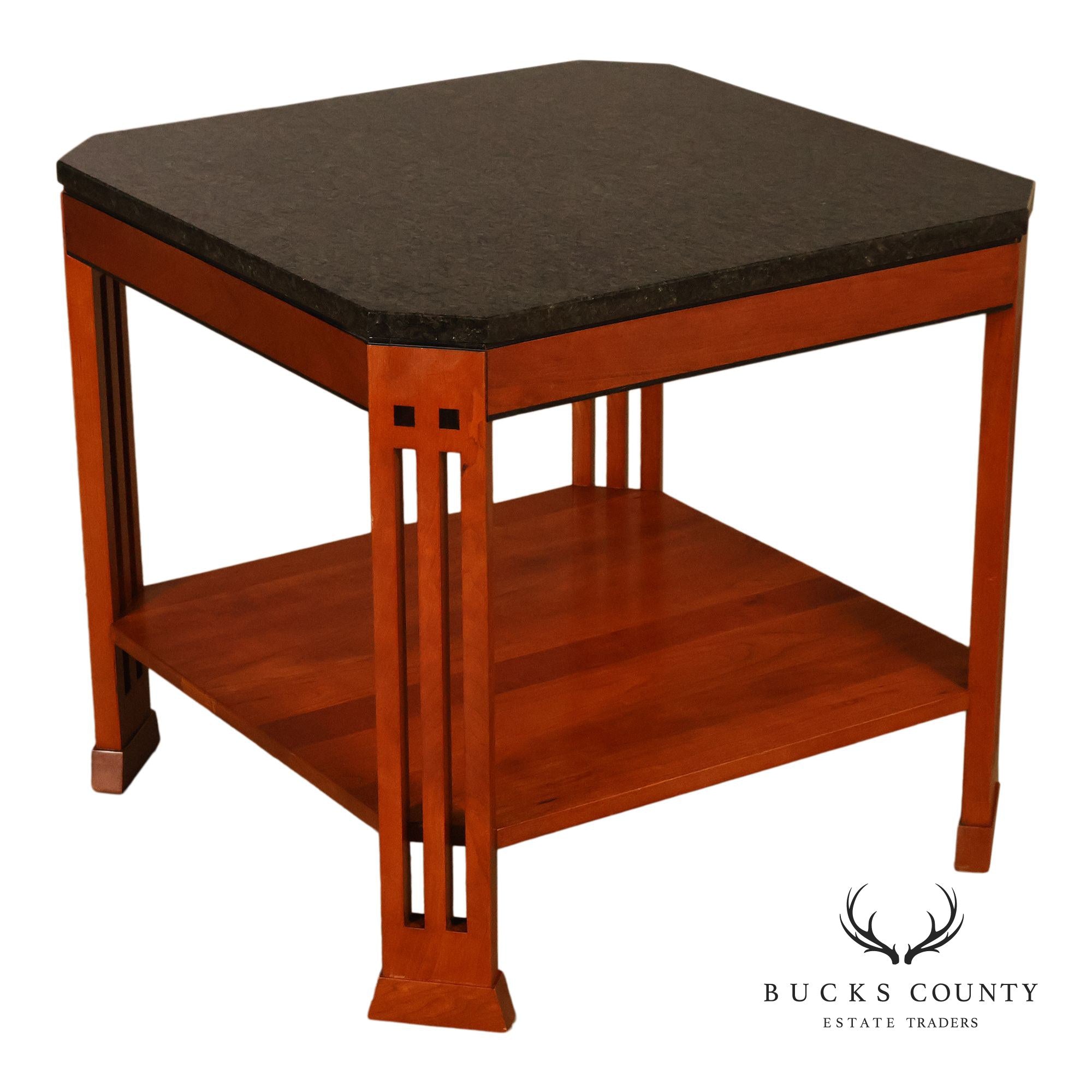Stickley 21st Century Collection Granite Top Cherry End Table