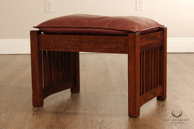 The Michaels Company Mission Style Oak and Leather Footstool