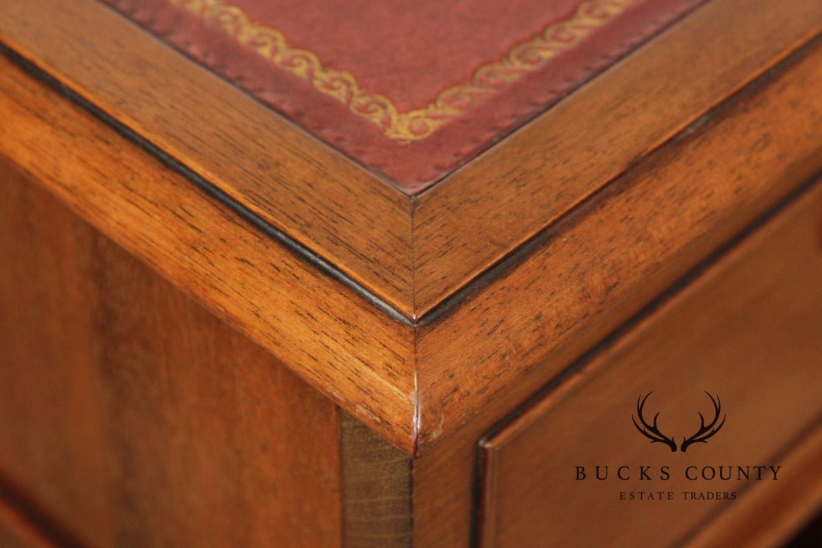 Traditional Style Small Mahogany Ledger Cabinet With Vertical Slots And Single Drawer