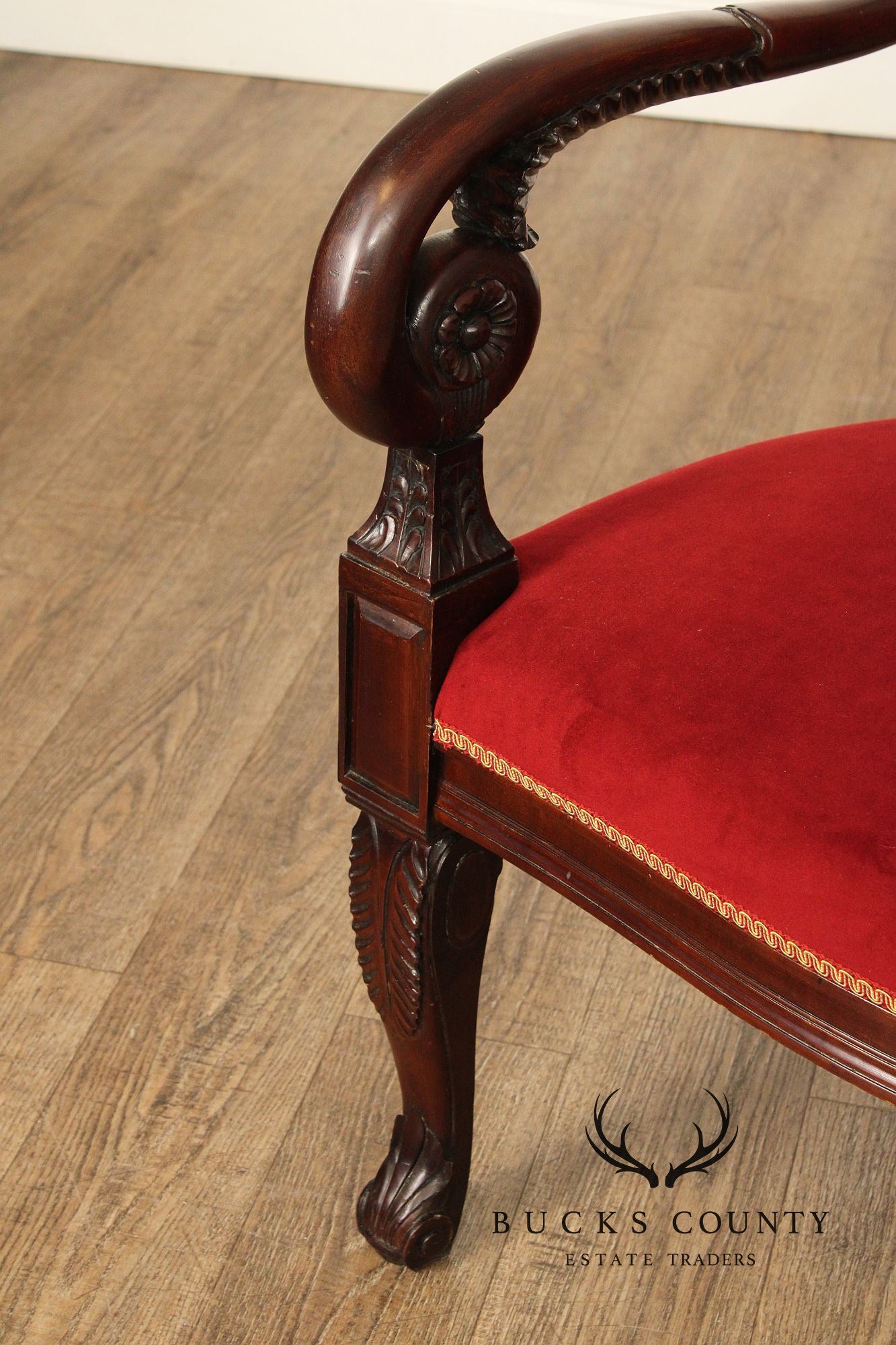 French Empire Style Pair of Mahogany Armchairs