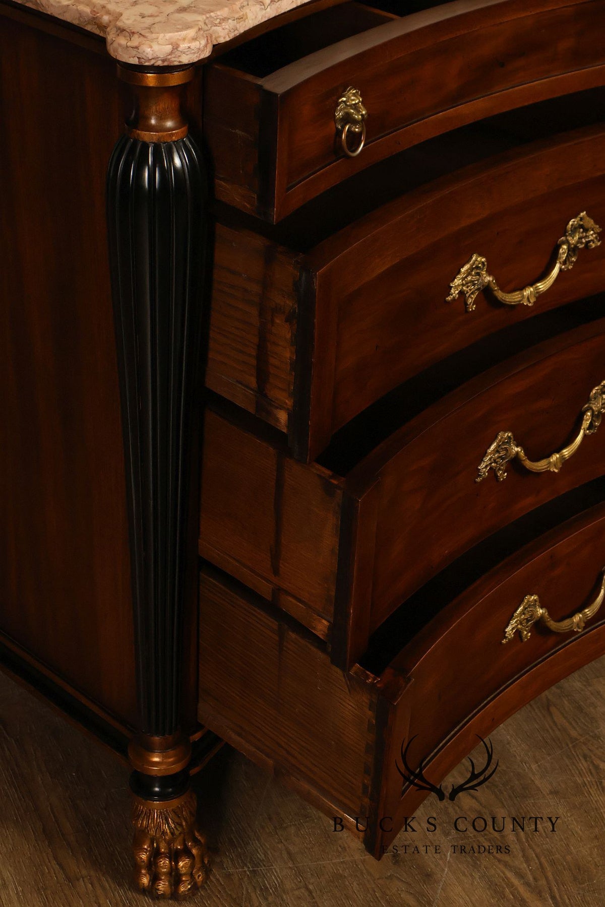 Marble Top Neoclassical Style Mahogany Dresser Buffet