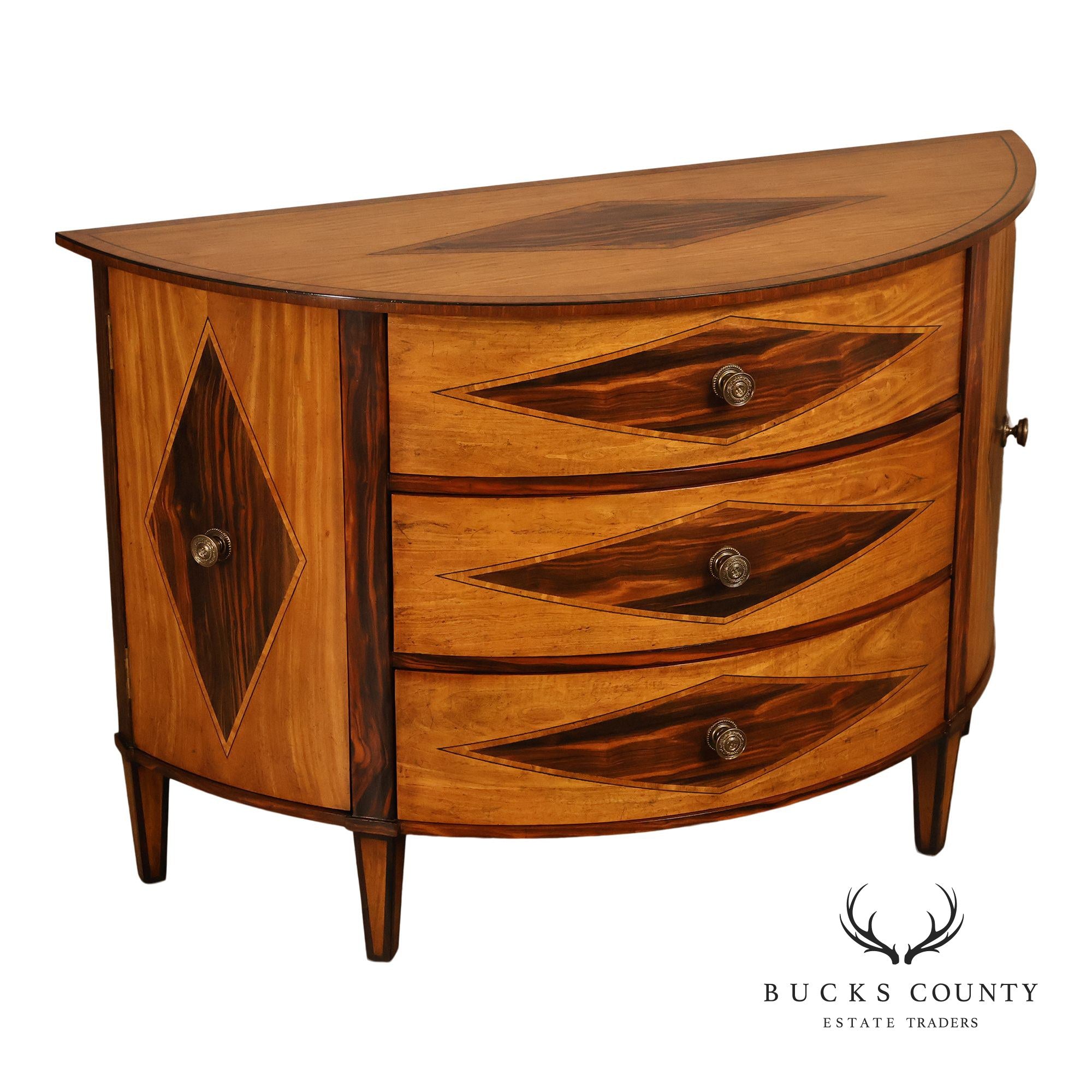 John-Richard Ebony Inlaid Satinwood Demilune Chest