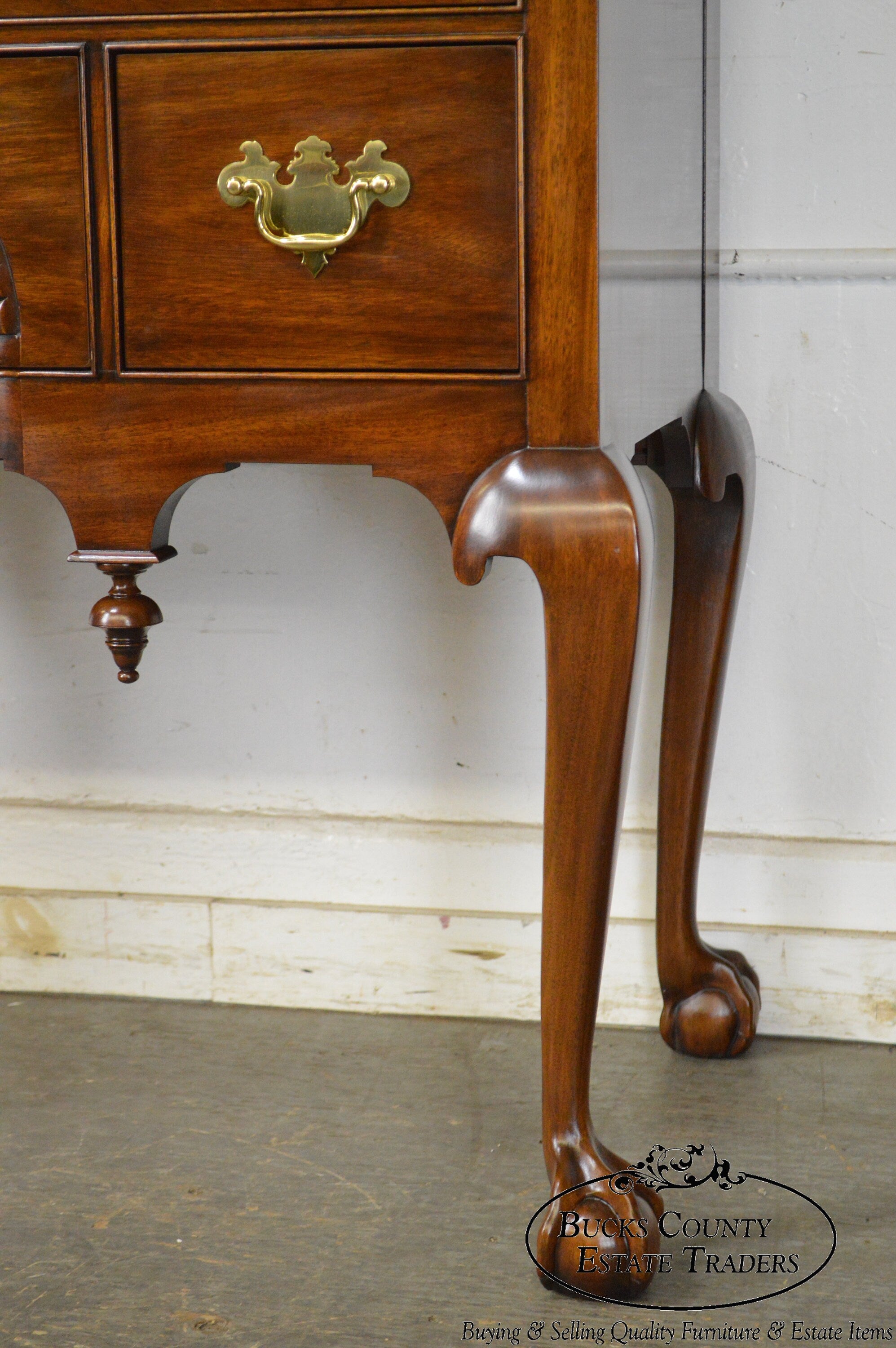 Henkel Harris "SPNEA" Ball & Claw Foot Chippendale Mahogany Highboy (B)