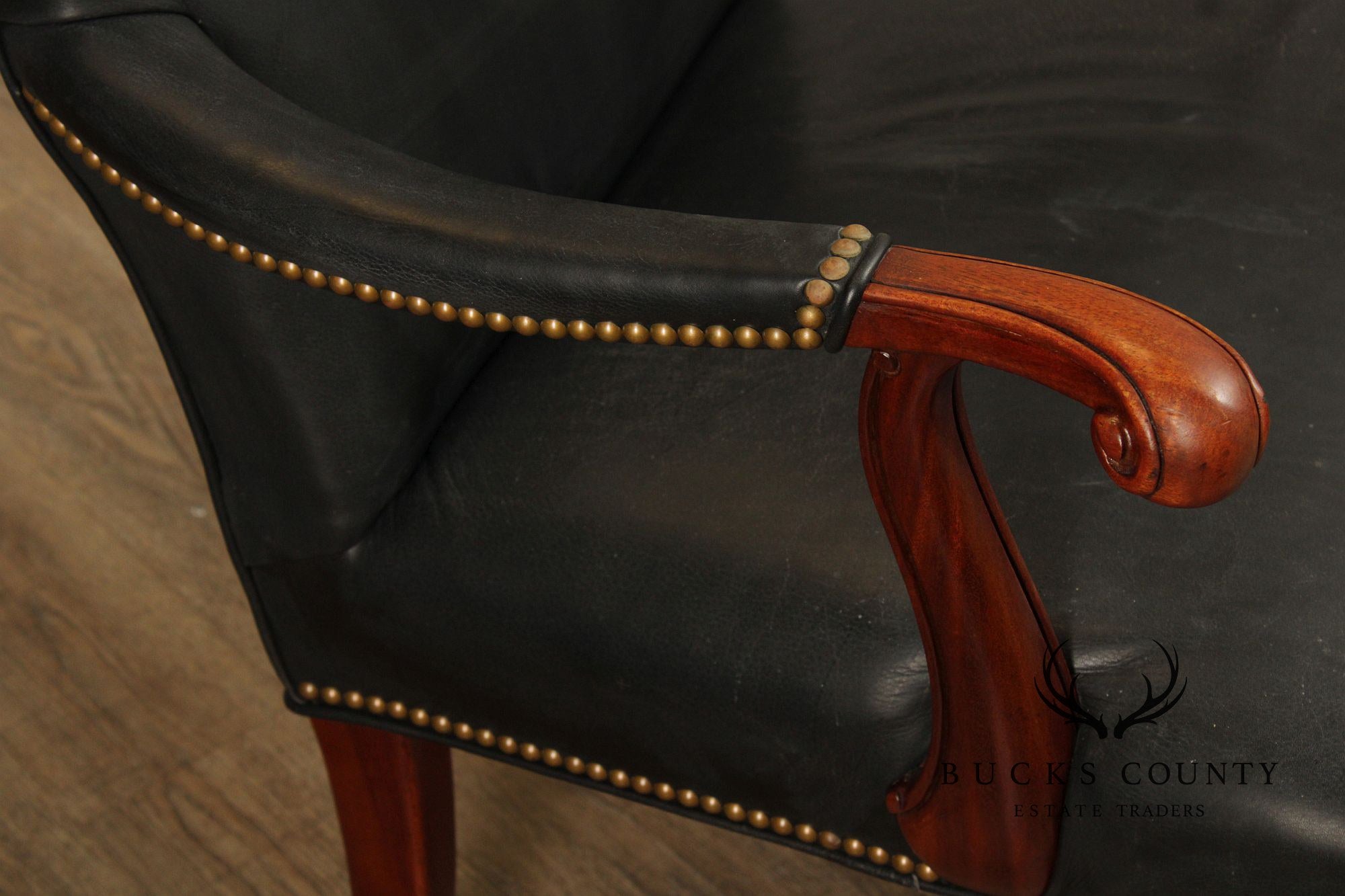 Hickory Chair Georgian Style Leather Library Armchair