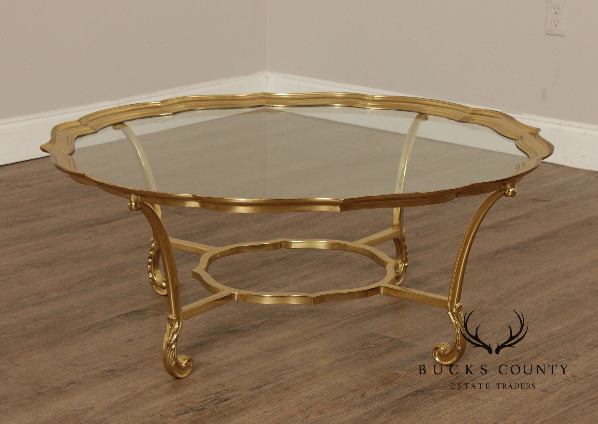 LaBarge Hollywood Regency Glass Top Coffee Table