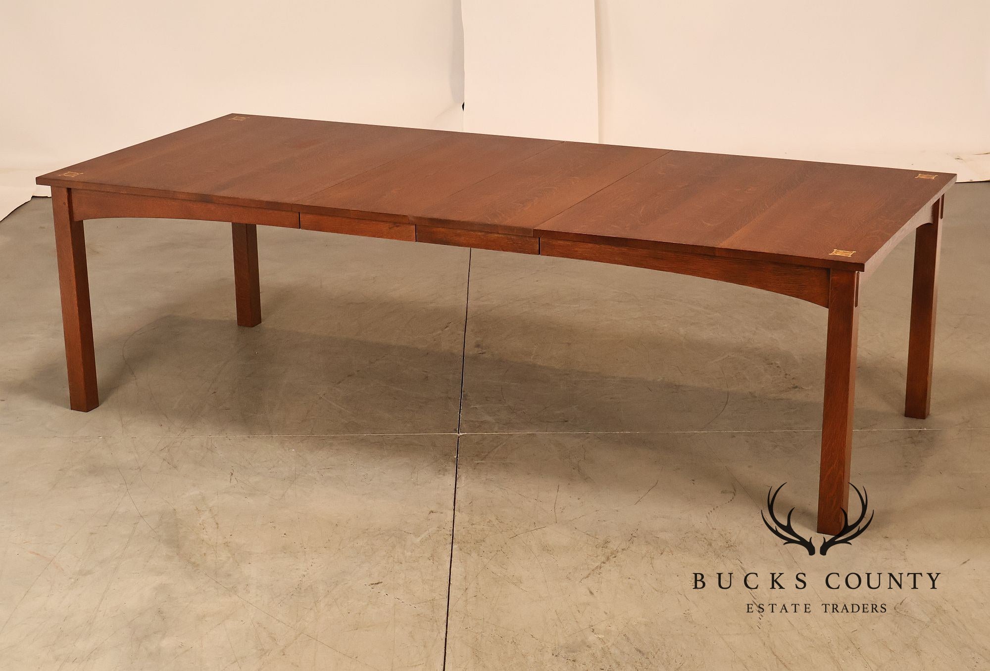 Stickley Mission Collection Harvey Ellis Inlaid Oak Extendable Dining Table
