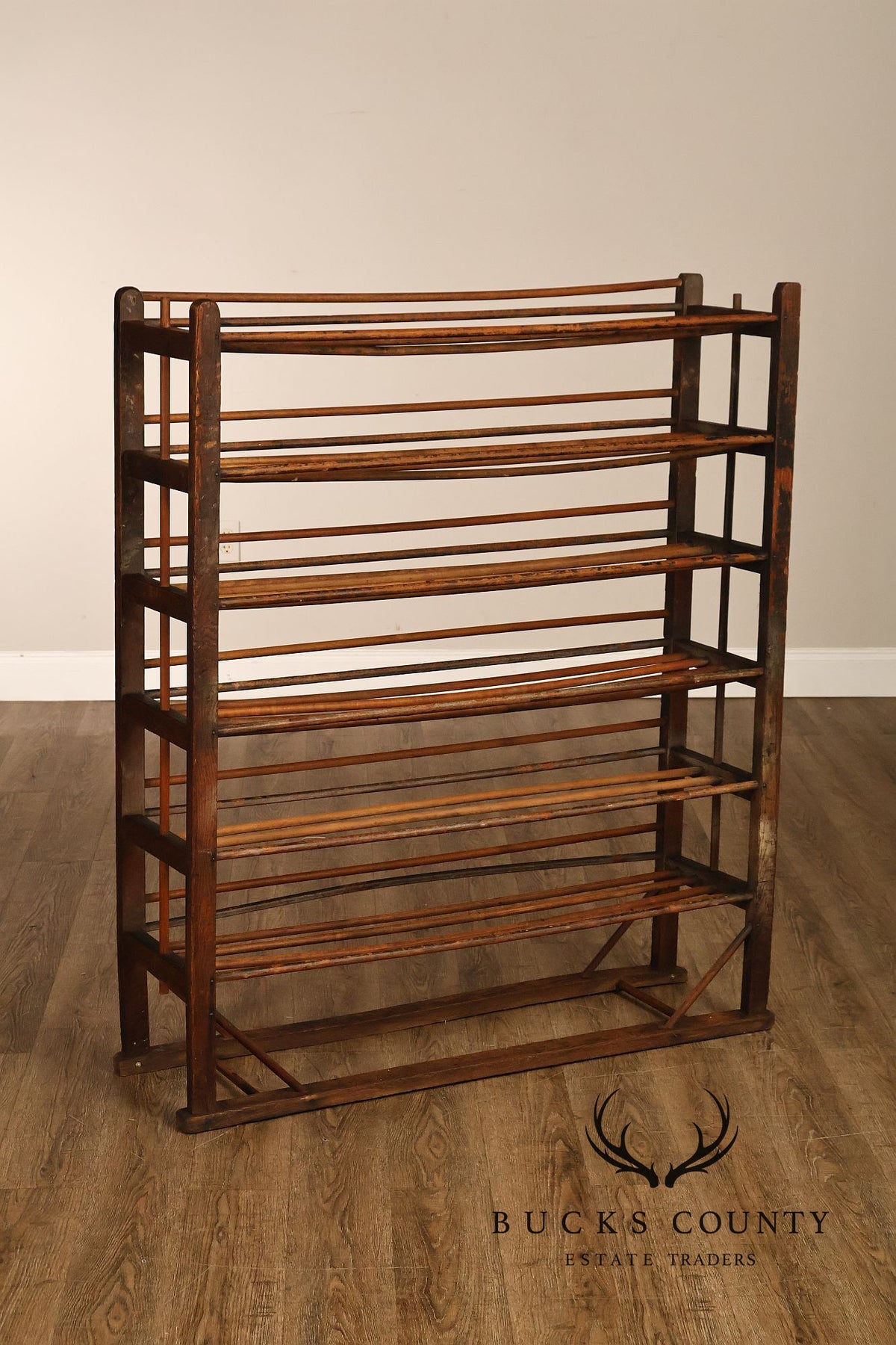Antique Six-Tier Wooden Shoe Drying Rack