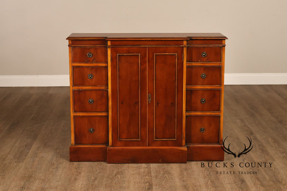Narrow English Georgian Style Eight-Drawer Buffet Sideboard Credenza