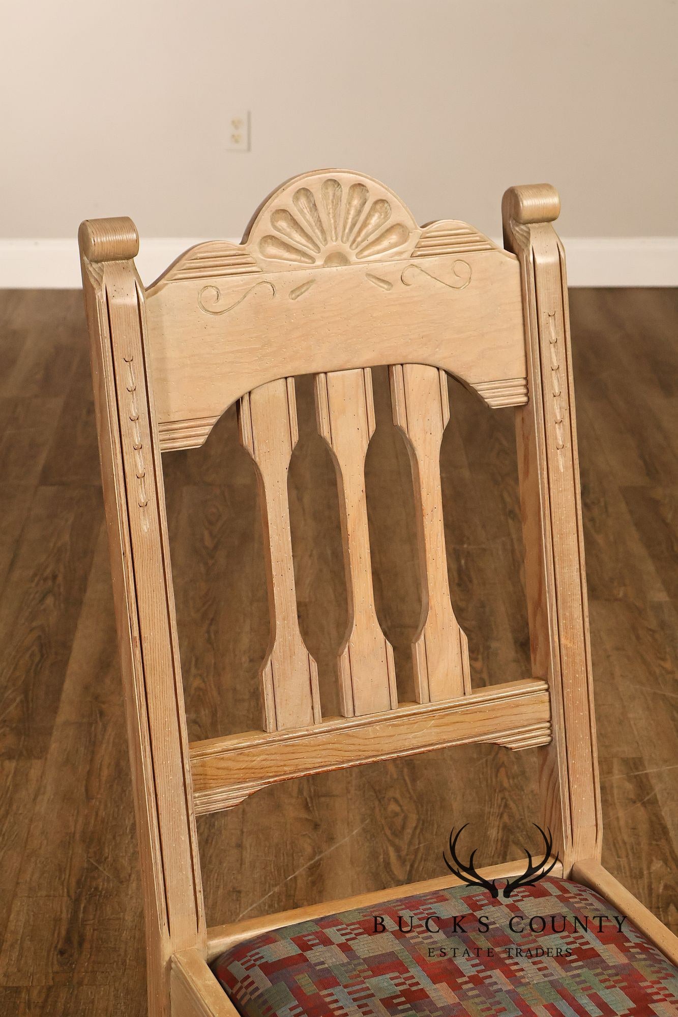 Southwest Style Vintage Set of Six Carved Pine Dining Chairs