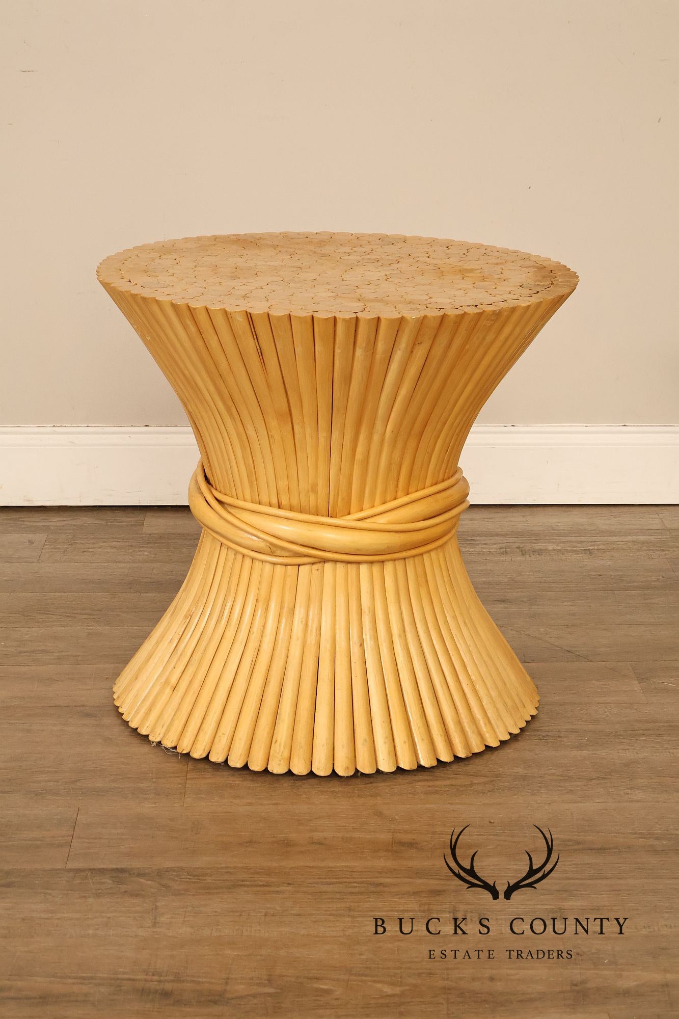 Vintage Pair of Wheat Sheaf End Tables