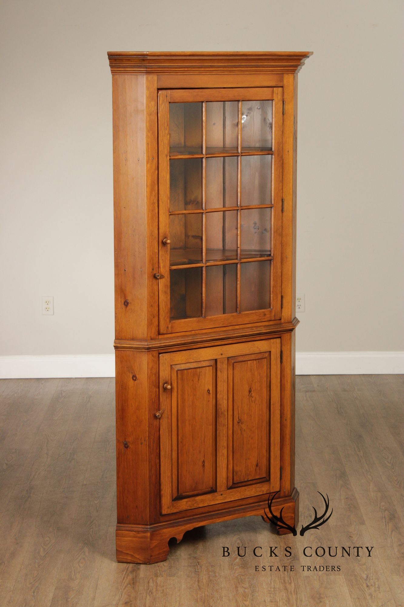 Custom Crafted Solid Pine Farmhouse Corner Cabinet