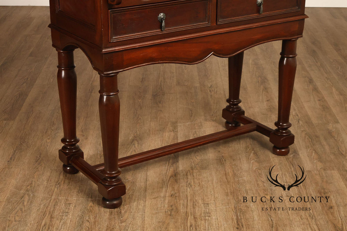 Traditional English Style Drop Front Bar Cabinet With A Stretcher Base