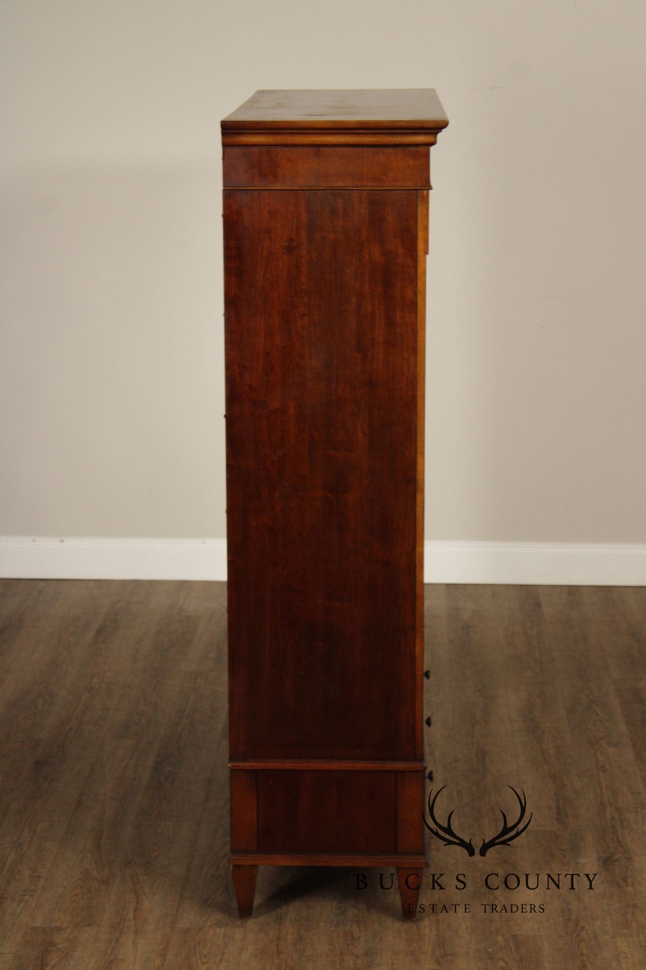 Ethan Allen Traditional Style Lighted Sliding Door Bookcase Display Cabinet