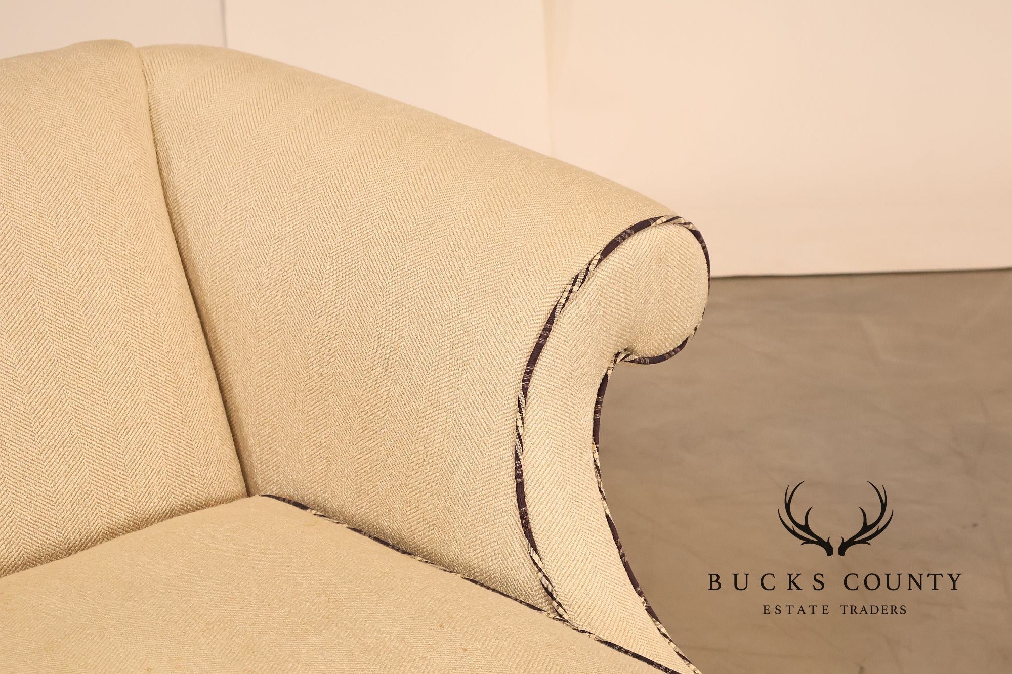 Ethan Allen Vintage Chippendale Style Upholstered Loveseat