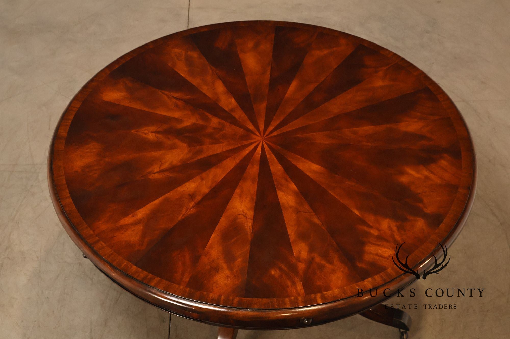 Theodore Alexander Regency Style Flame Mahogany Round Expanding Dining Table