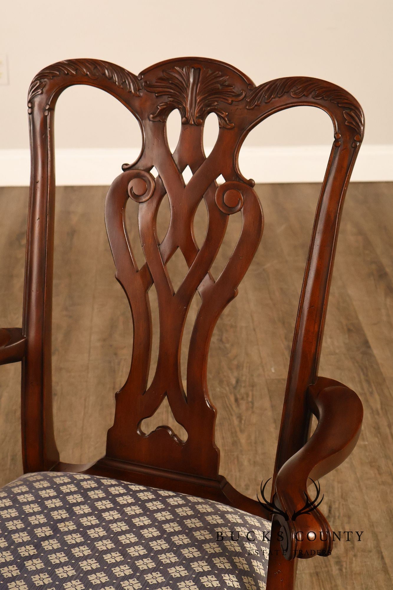 Maitland Smith Chippendale Style Pair Of Mahogany Armchairs