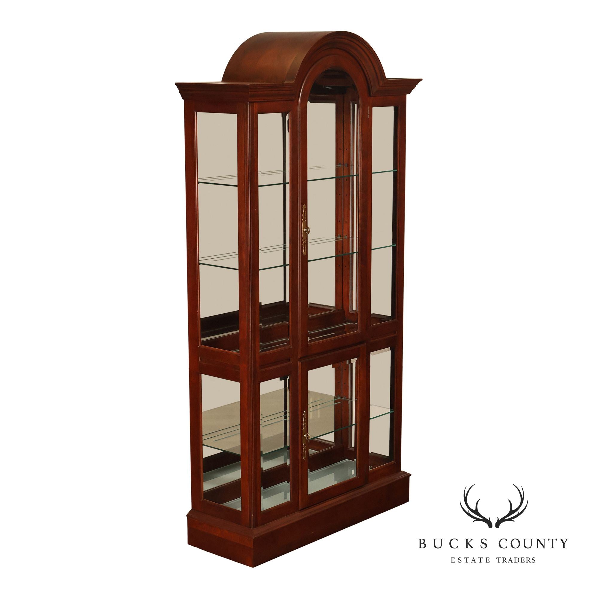 Pennsylvania House Traditional Cherry Lighted Glass Curio Display Cabinet