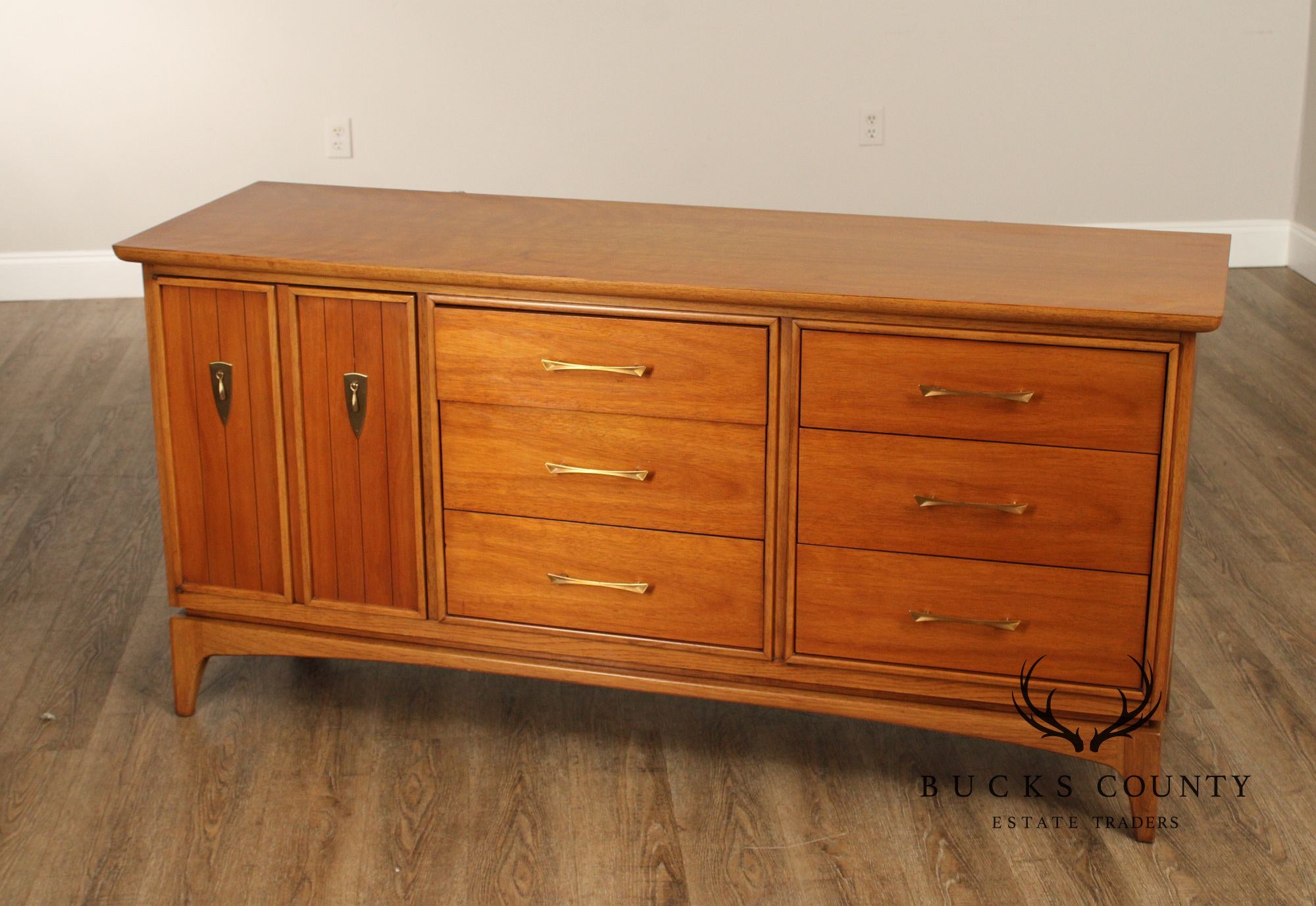 Kent Coffey 'The Wharton' Mid Century Modern Walnut Triple Dresser