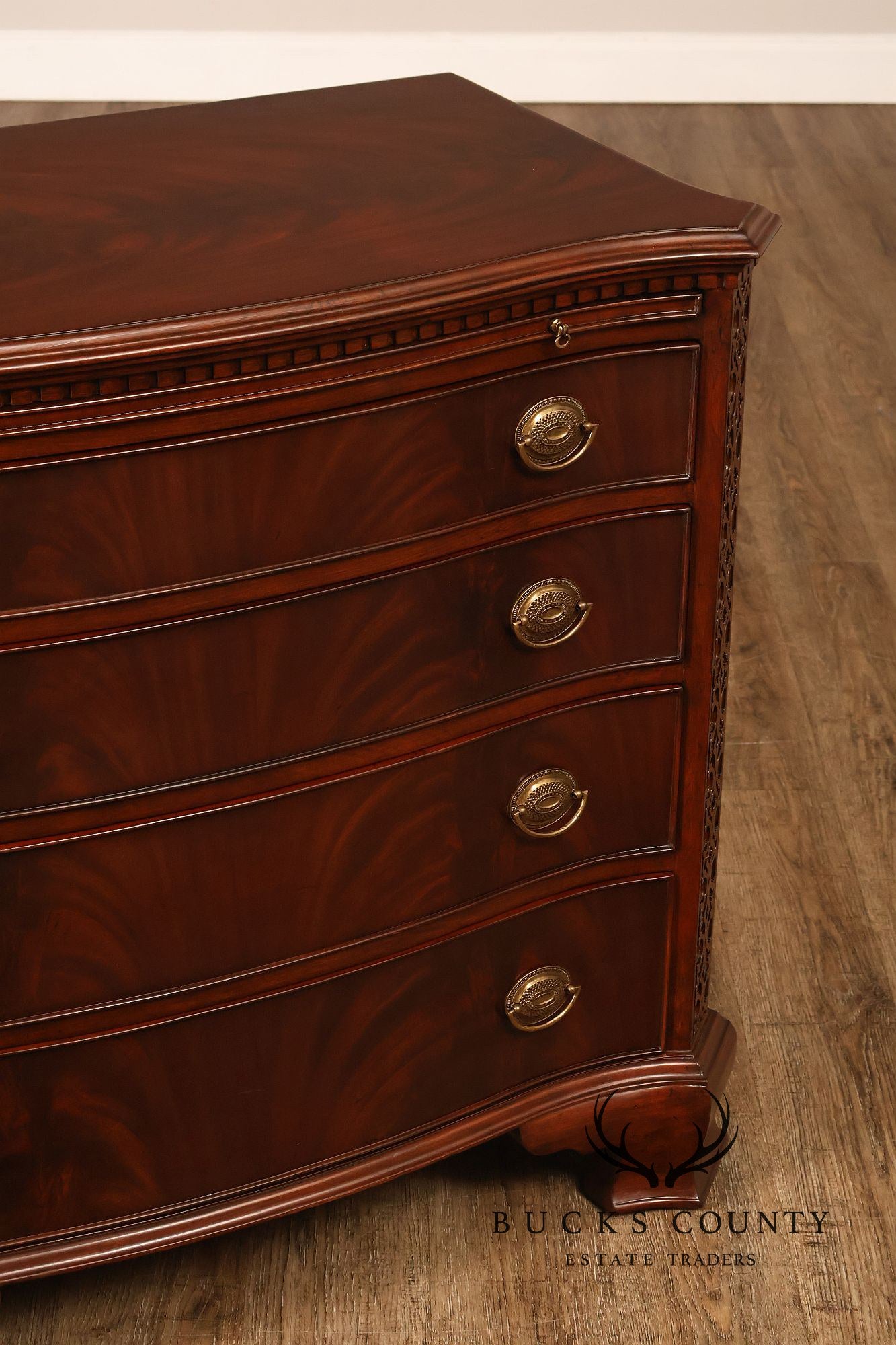 Maitland Smith Georgian Style Mahogany Carved Pair Of Mandolin Bachelors Chests