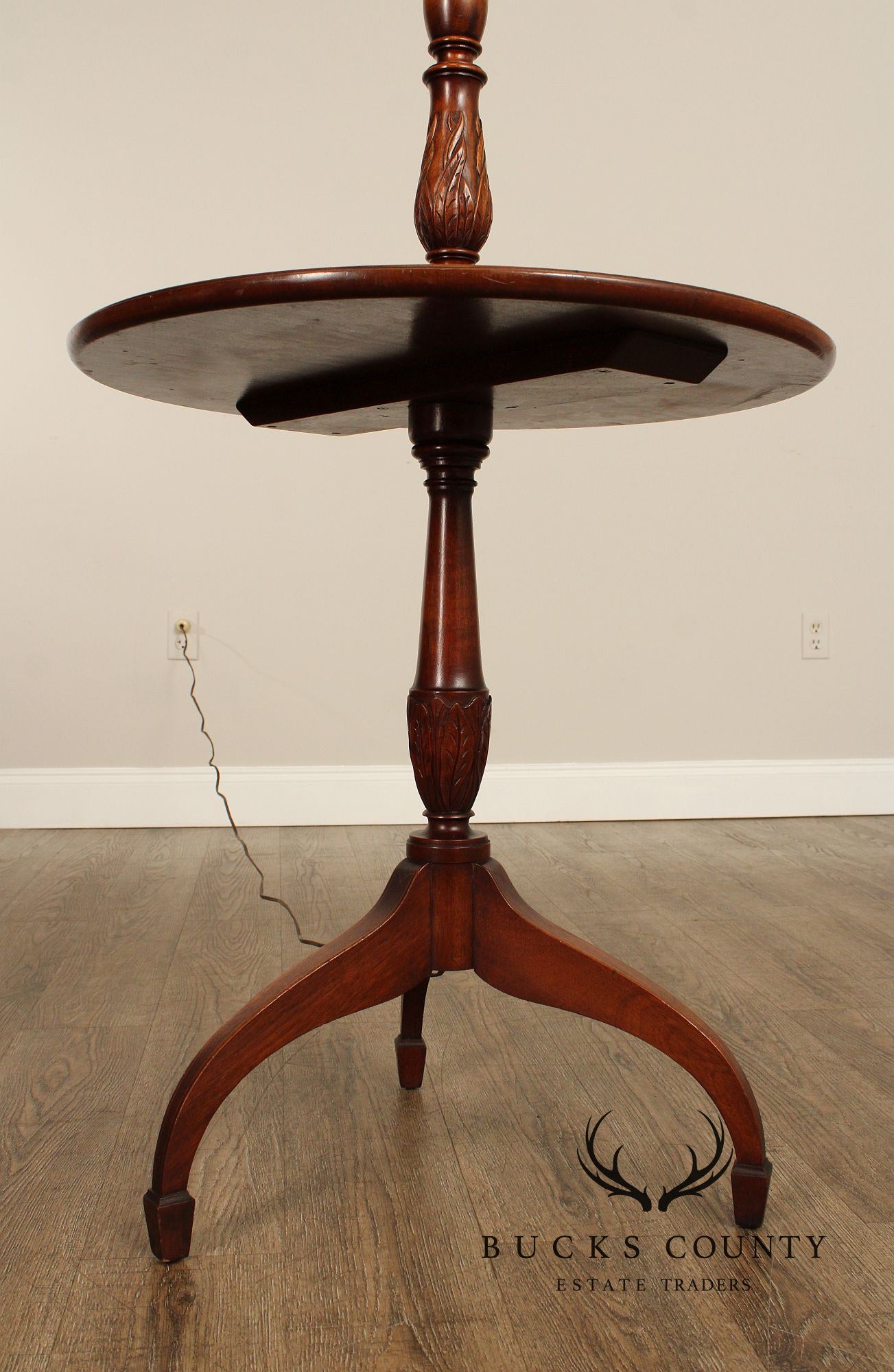 Federal Style Mahogany Floor Lamp Side Table