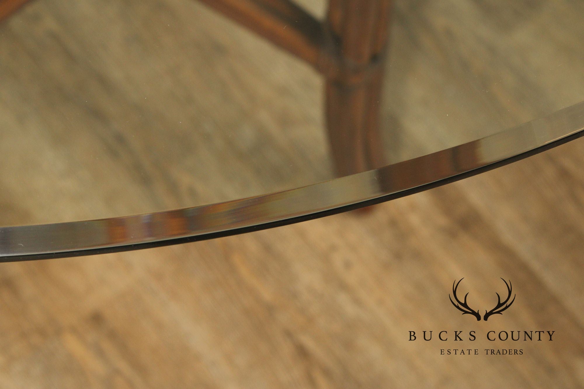 Hollywood Regency Round Glass Top Rattan Dining Table