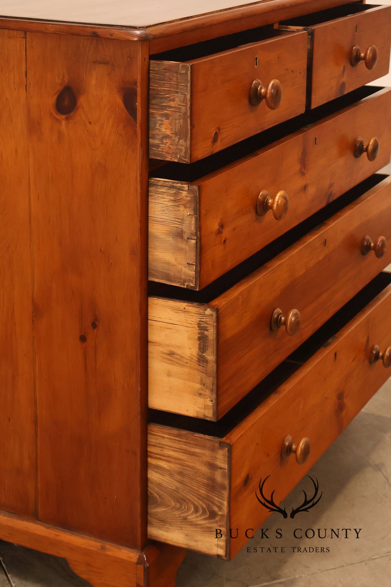 Antique Cottage Pine Chest Of Drawers