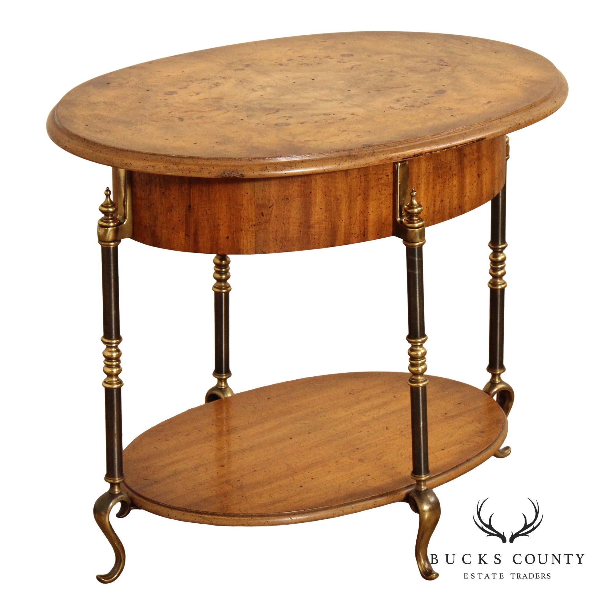 French Empire Style Two-Tier Burlwood Side Table