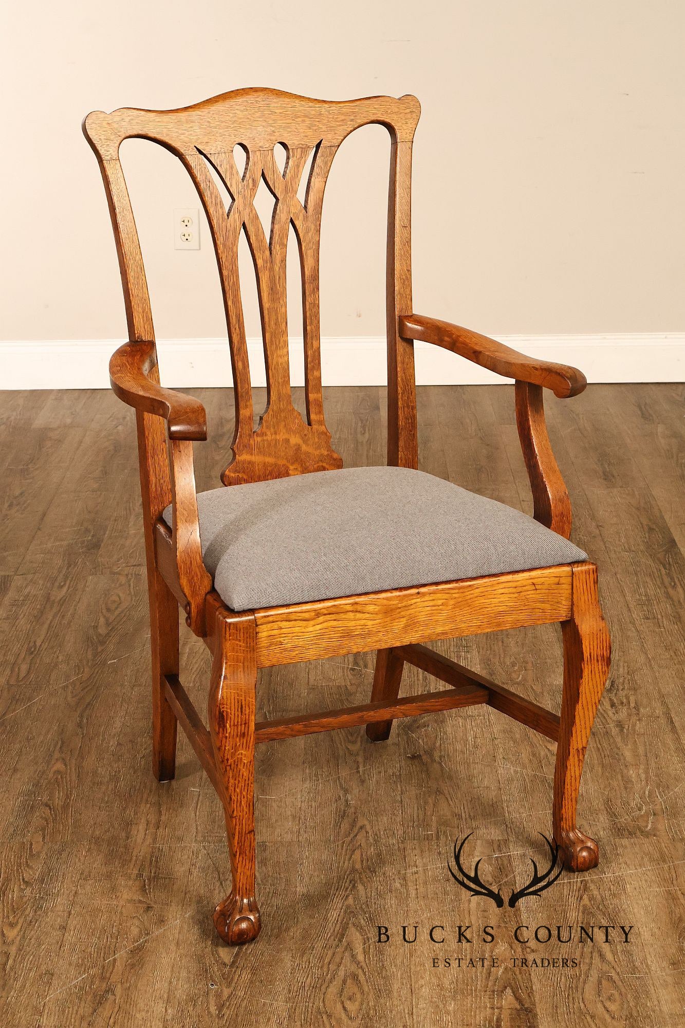 Renaissance Revival Set of Five Carved Oak Dining Chairs
