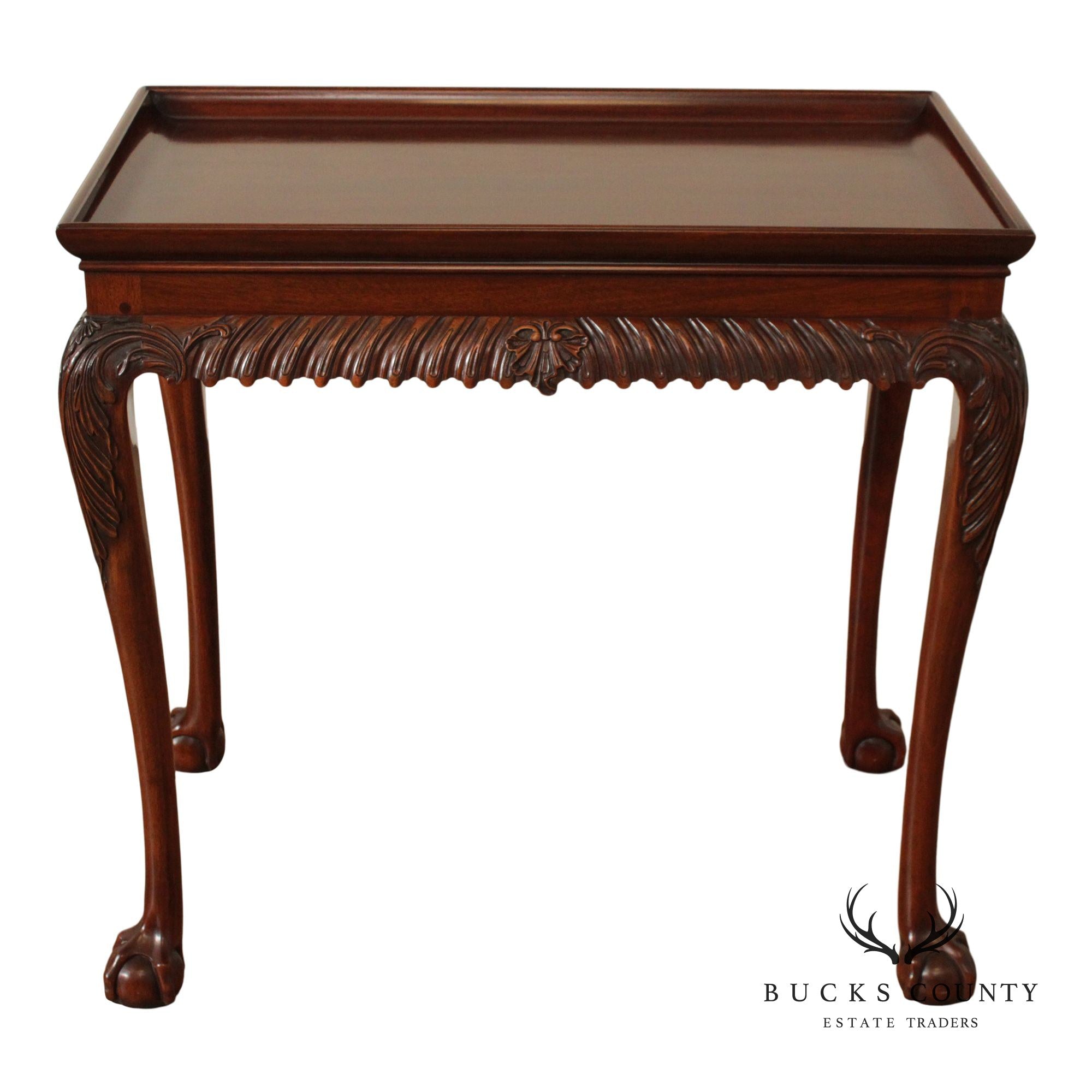 Kindel Chippendale Style Carved Mahogany Tea Table