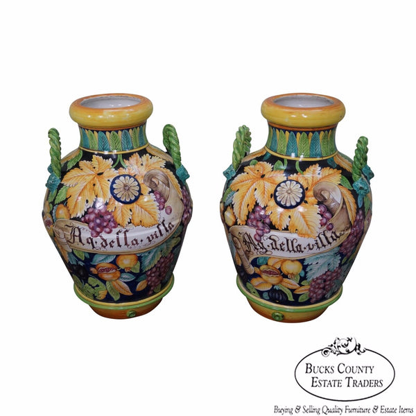 Large Pair of Italian Pottery Majolica Urns