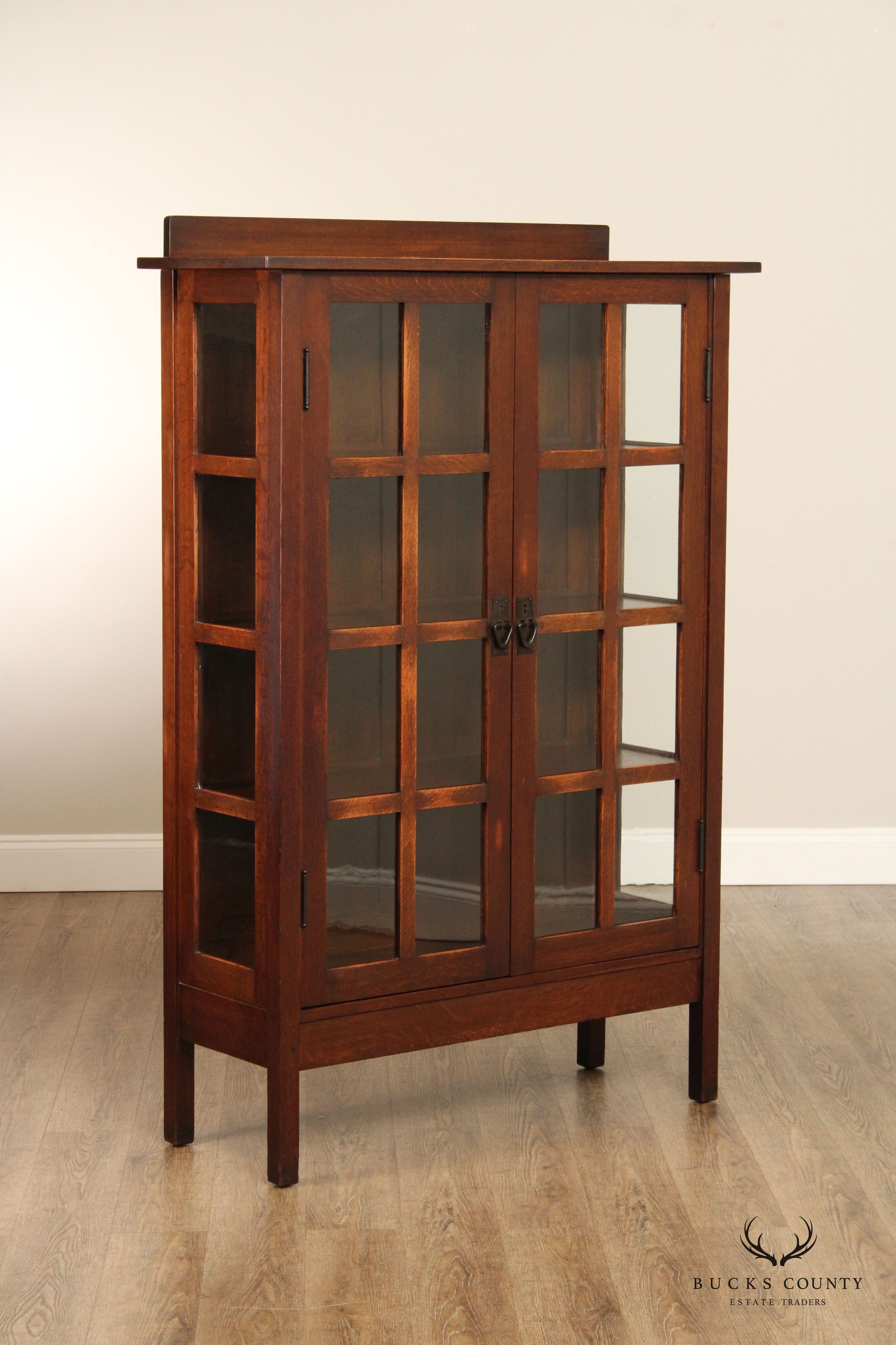 Gustav Stickley Antique Mission Oak and Glass Two-Door China Cabinet