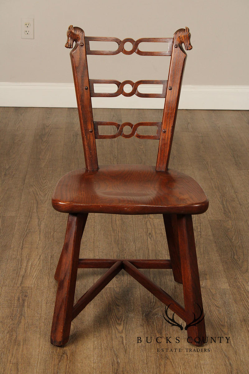 Romweber Viking Oak Set of Four Carved Dining Chairs