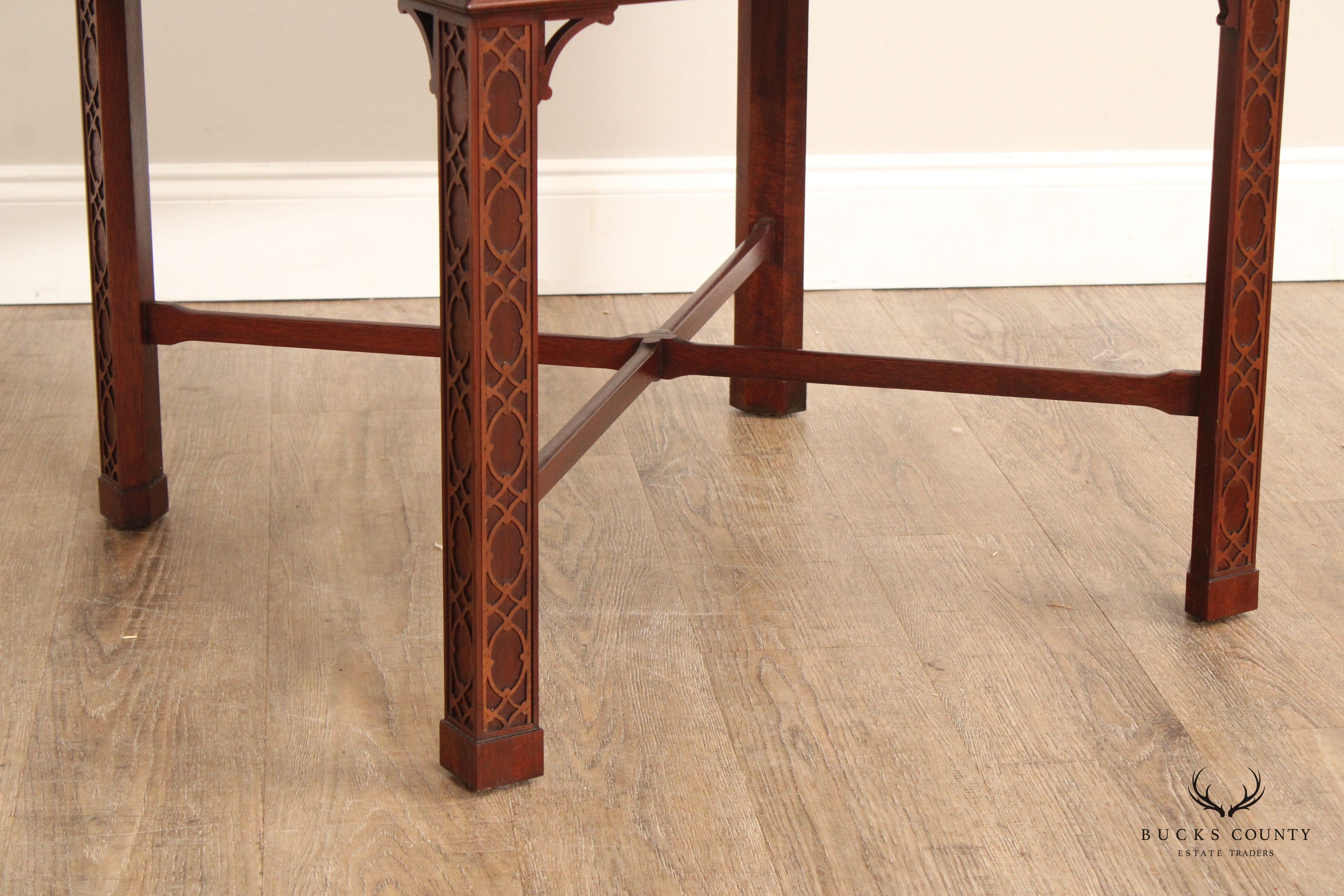 Baker Chinese Chippendale Style Mahogany Side Table