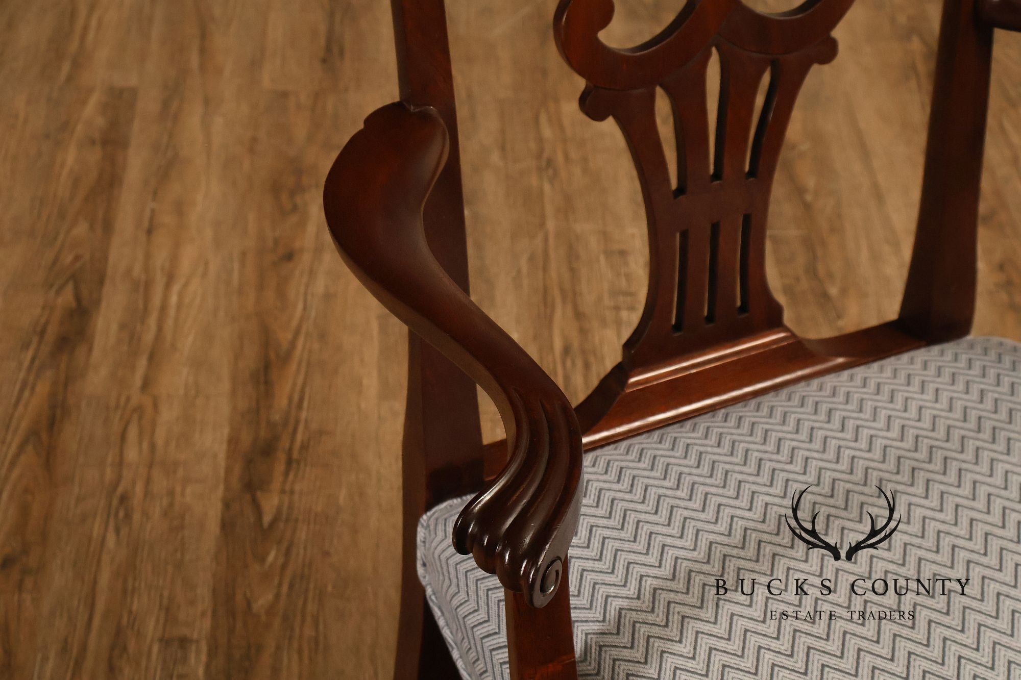 1940's Chippendale Style Set Of Eight Custom Mahogany Dining Chairs