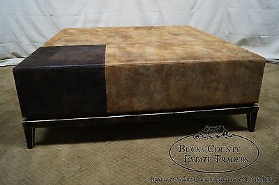 Large Leather Frame Square Ottoman