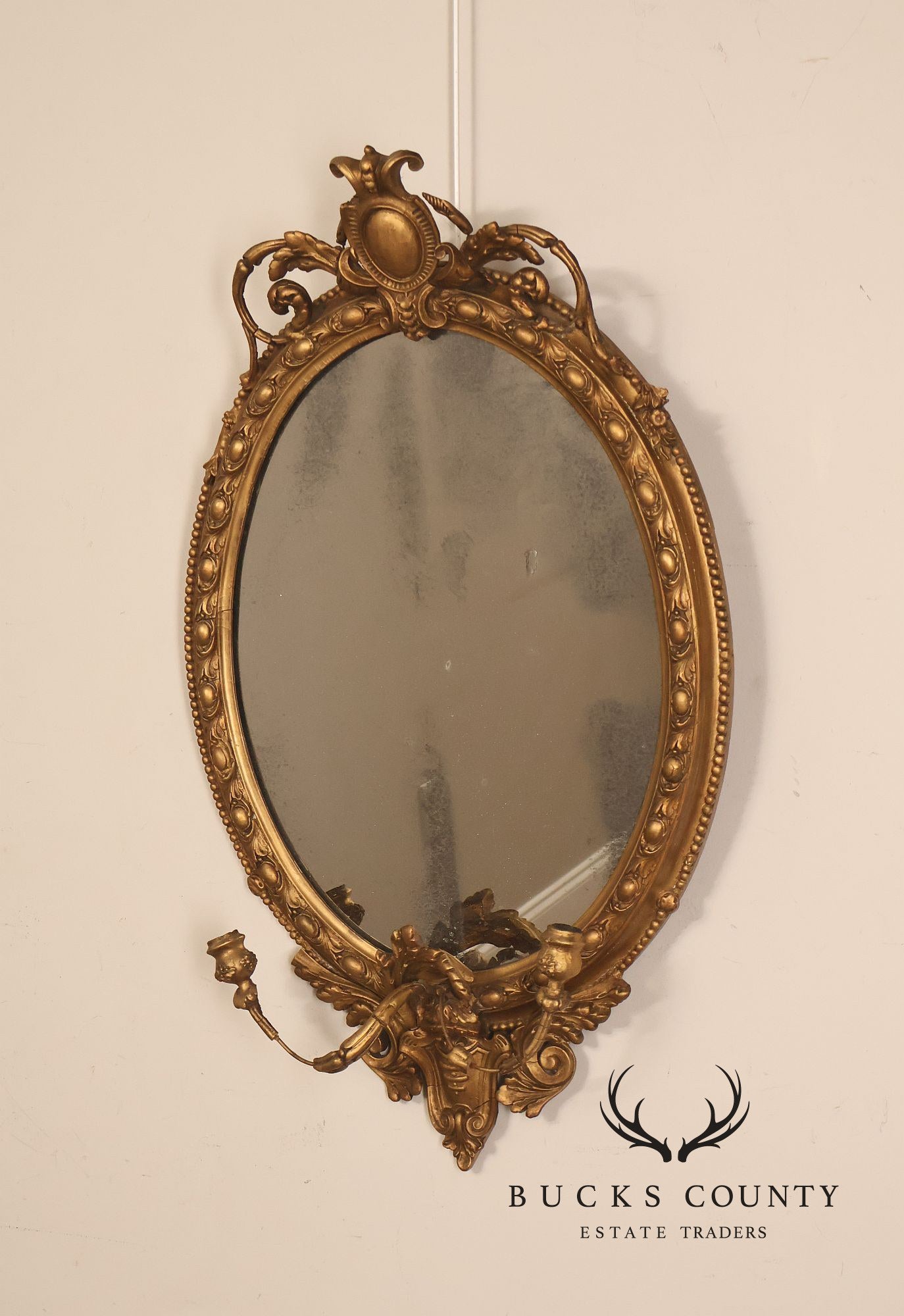 Antique French Giltwood Girandole Mirror