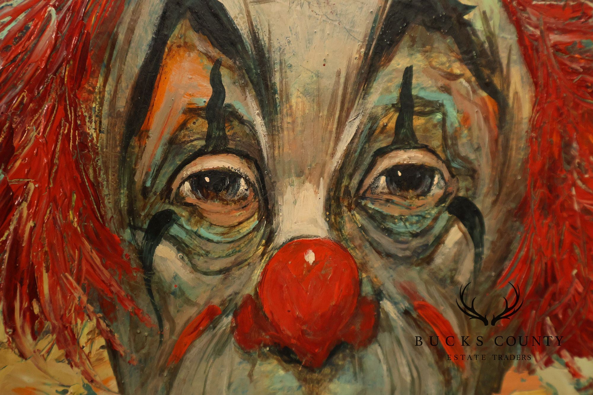 Louis Spiegel Mid Century Original Clown Oil Painting